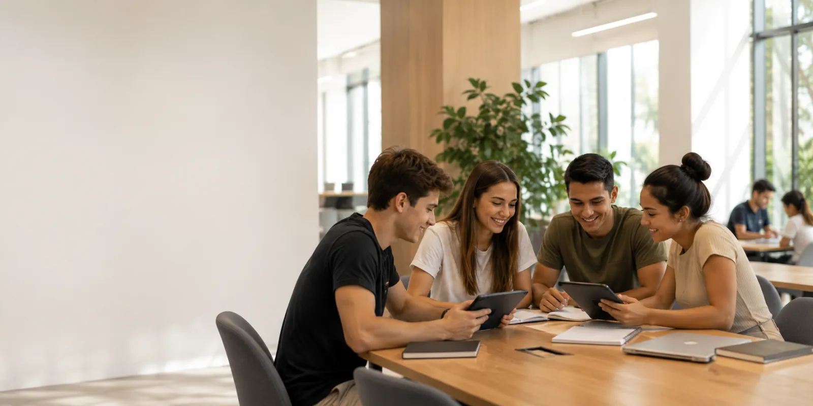 Estudantes conectados em sala de aula