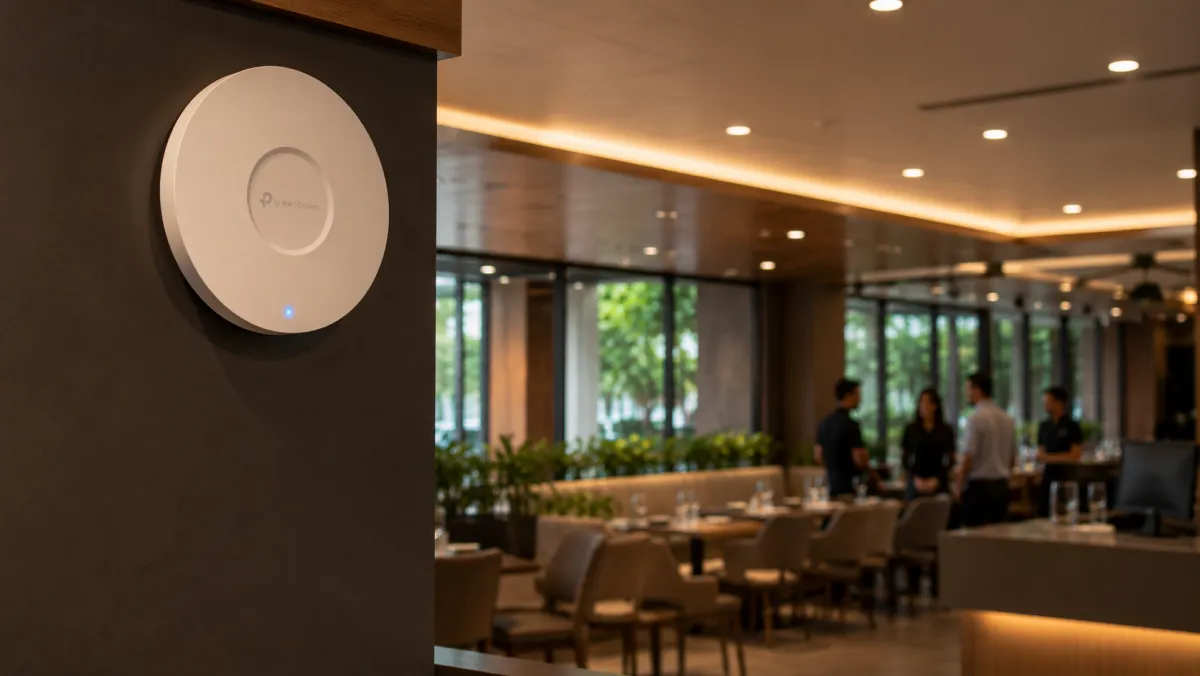Access point Wi-Fi premium em ambiente comercial — Zippy